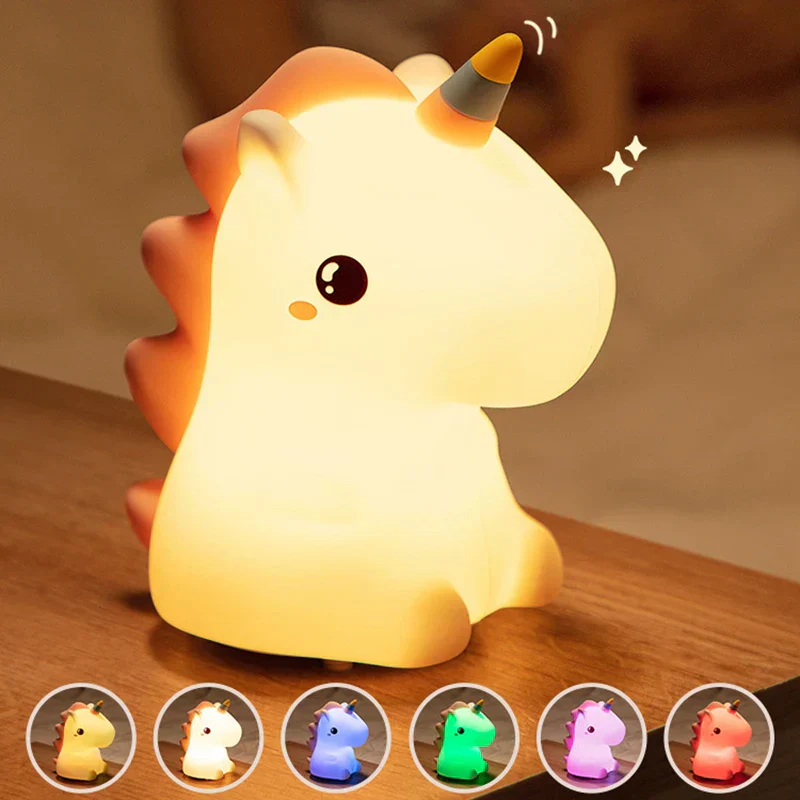 Avelena | DreamiCorn LED Nachtlicht Einhorn | Weiches Silikon & USB Wiederaufladbar | Touch-Steuerung & 2 Helligkeitsstufen | Kinderzimmer & Geschenkidee - Image 2