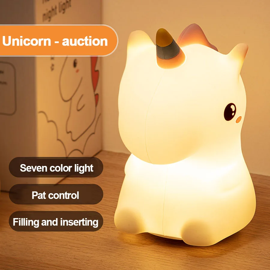 Avelena | DreamiCorn LED Nachtlicht Einhorn | Weiches Silikon & USB Wiederaufladbar | Touch-Steuerung & 2 Helligkeitsstufen | Kinderzimmer & Geschenkidee - Image 7