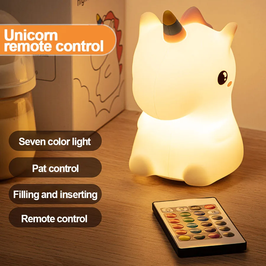 Avelena | DreamiCorn LED Nachtlicht Einhorn | Weiches Silikon & USB Wiederaufladbar | Touch-Steuerung & 2 Helligkeitsstufen | Kinderzimmer & Geschenkidee - Image 9