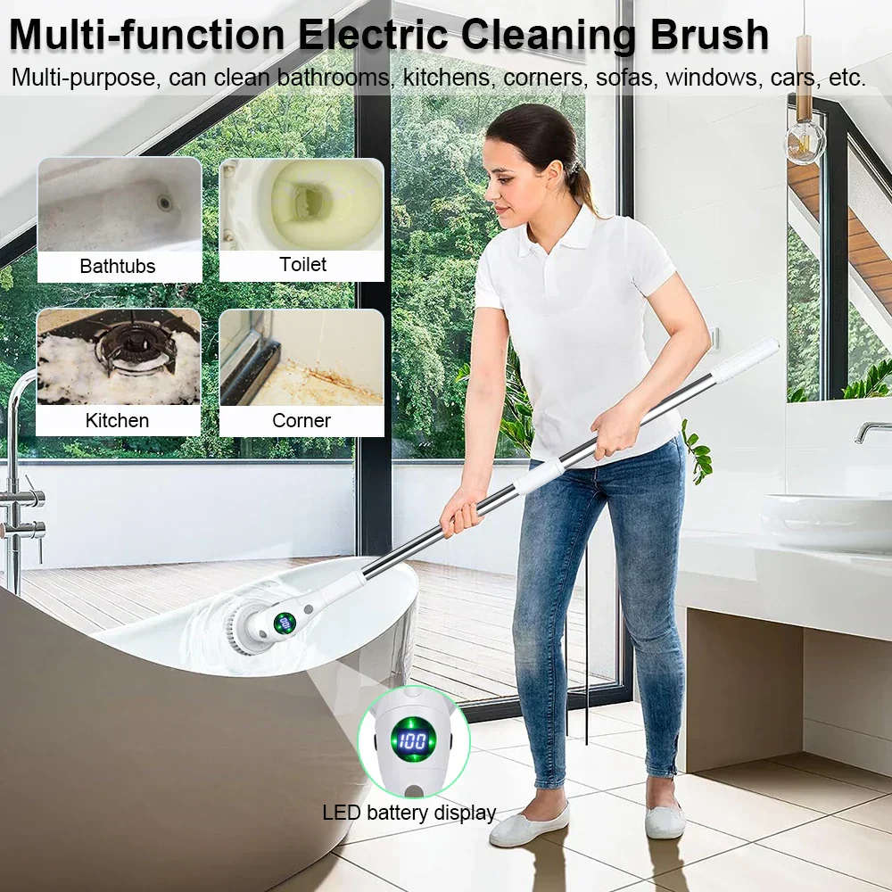 Avelena | Einzelne Reinigungslösung: 8-in-1 Multifunktionale elektrische Reinigungsbürste - Kabellos und rotierend für Badezimmer, Küche, Fenster und Toilette - Image 3