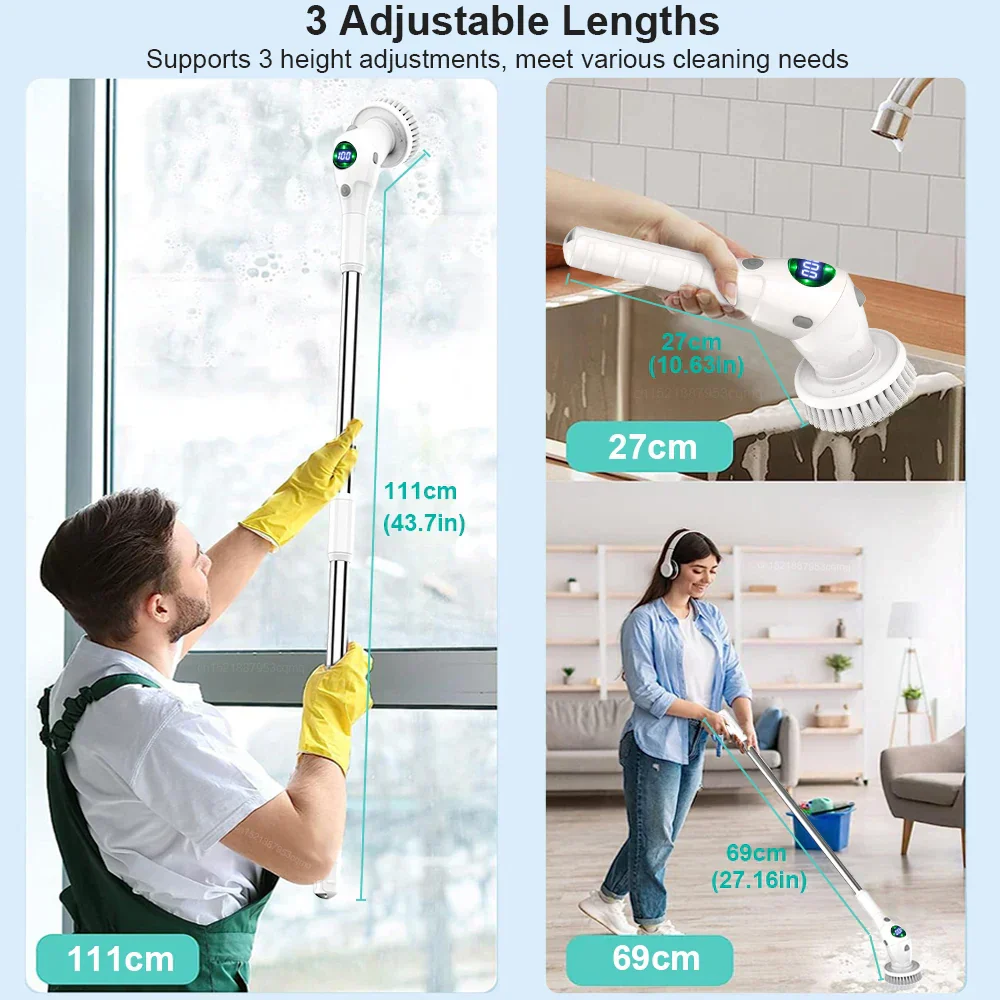 Avelena | Einzelne Reinigungslösung: 8-in-1 Multifunktionale elektrische Reinigungsbürste - Kabellos und rotierend für Badezimmer, Küche, Fenster und Toilette - Image 5