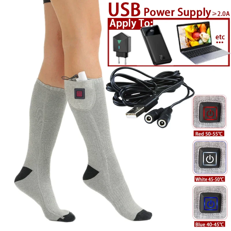 Avelena | Elektrisch Beheizte Socken | USB Wärmesocken für Damen & Herren | 3 Heizstufen | Ideal für Skifahren, Radfahren & Outdoor | ThermaStep - Image 2