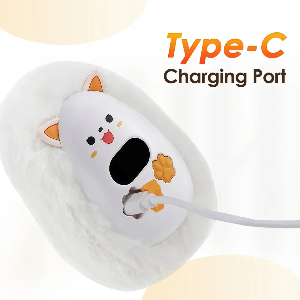 Avelena | Furrio Elektrischer Handwärmer Fuchs | Wiederaufladbar 1200 mAh | 3 Heizstufen & Digitalanzeige | Plüsch-Oberfläche | USB Typ-C | Tragbar für Winter & Büro - Image 7