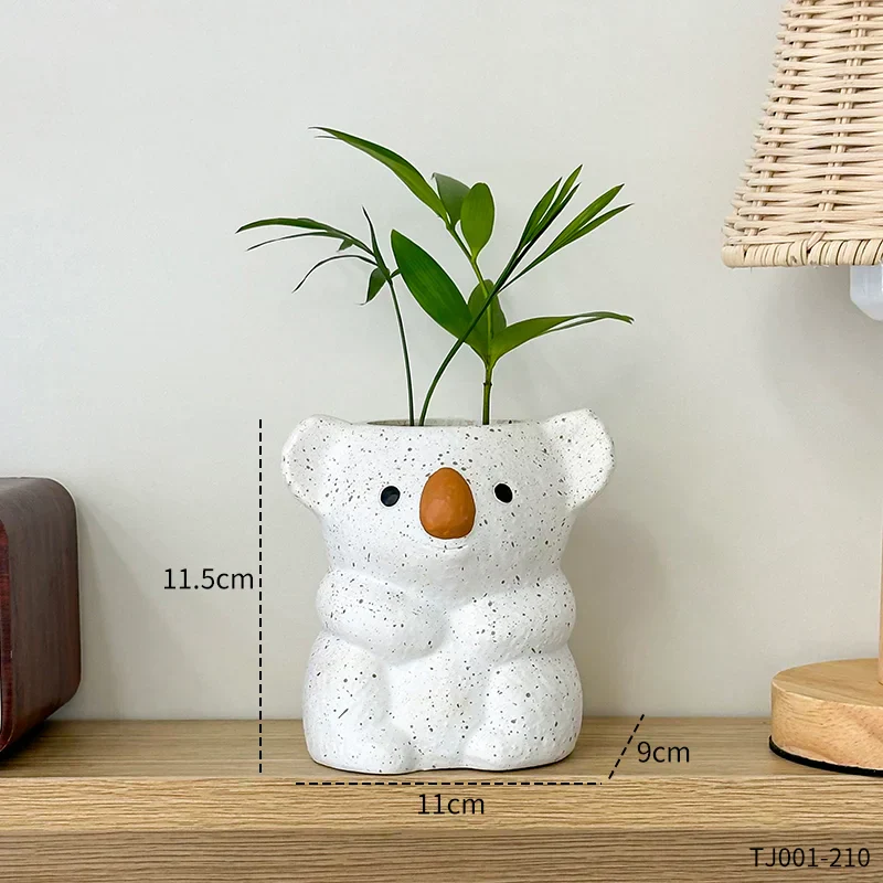Avelena | Koalina Koala Blumentopf | Süßer Deko Pflanztopf aus Harz | Mini Vase für Sukkulenten & Bonsai | Handgefertigte Garten- & Wohnraumdeko
