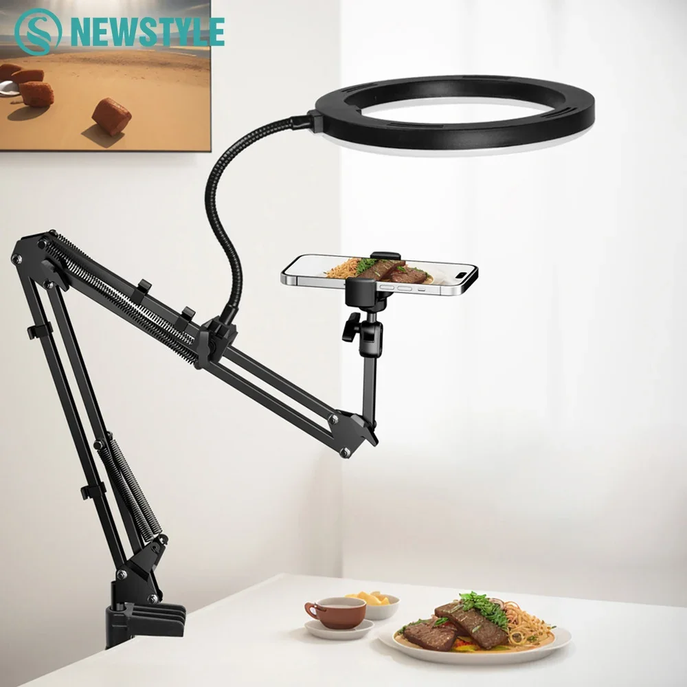 Avelena | LumiFlex LED Ringleuchte mit Flexarm & Handyhalterung | 3 Lichtfarben & USB-Anschluss | Perfekt für Livestream, Video & Selfie
