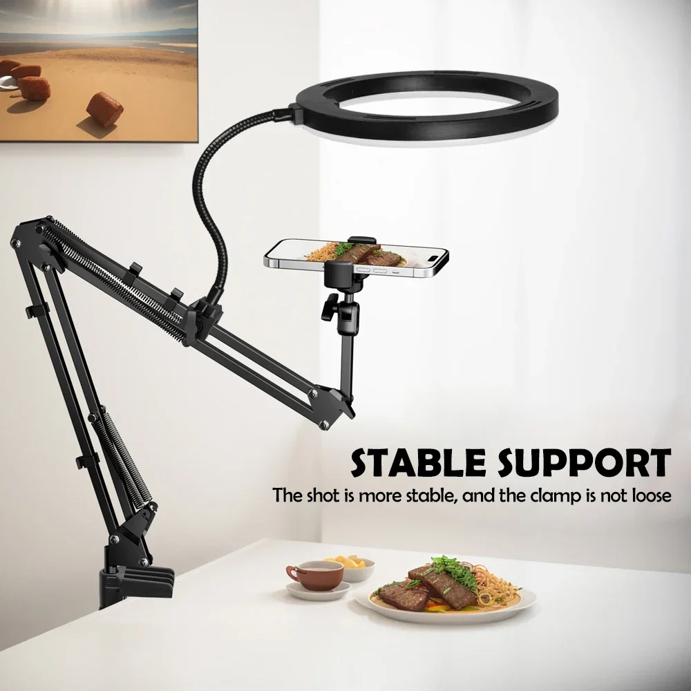 Avelena | LumiFlex LED Ringleuchte mit Flexarm & Handyhalterung | 3 Lichtfarben & USB-Anschluss | Perfekt für Livestream, Video & Selfie - Image 2