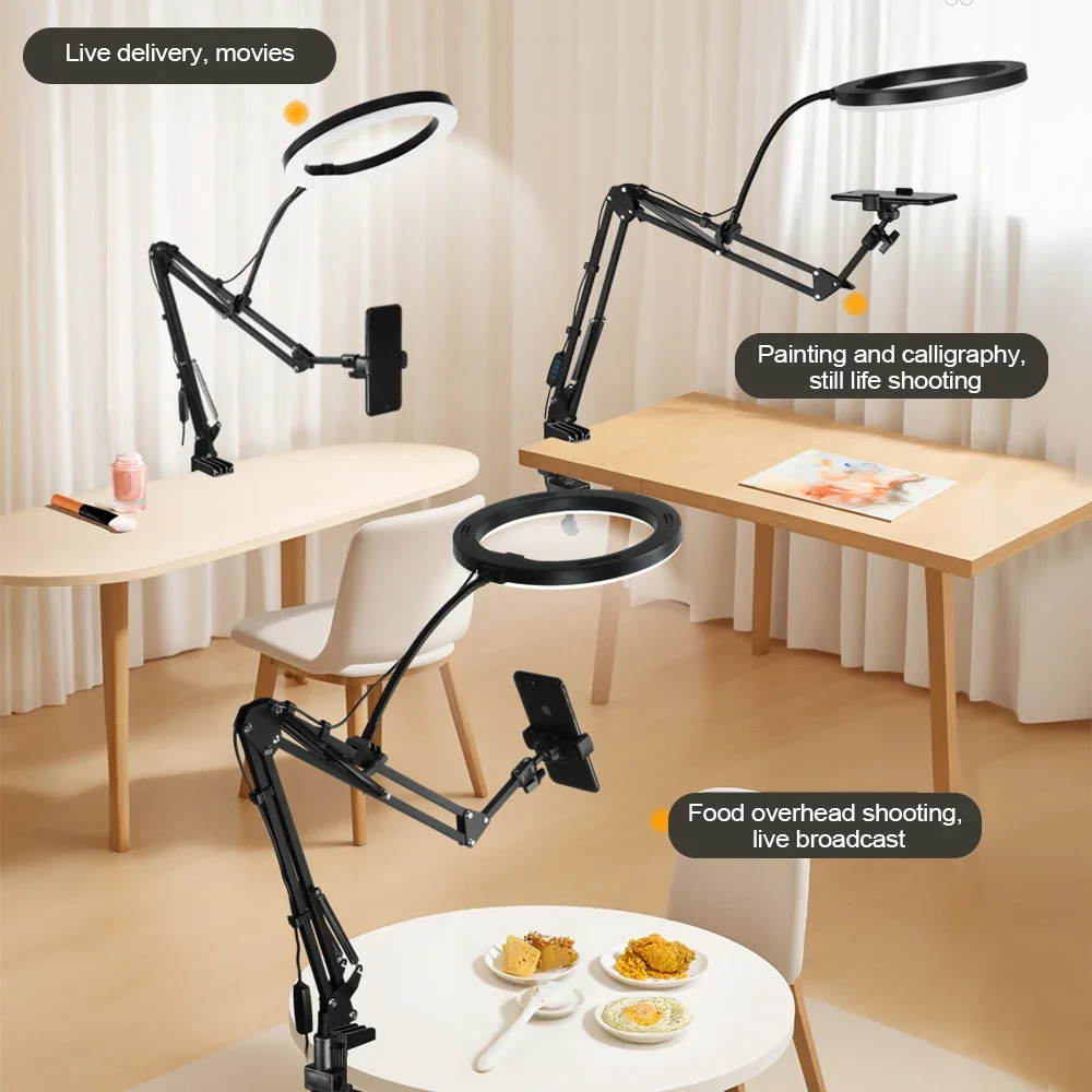 Avelena | LumiFlex LED Ringleuchte mit Flexarm & Handyhalterung | 3 Lichtfarben & USB-Anschluss | Perfekt für Livestream, Video & Selfie - Image 3
