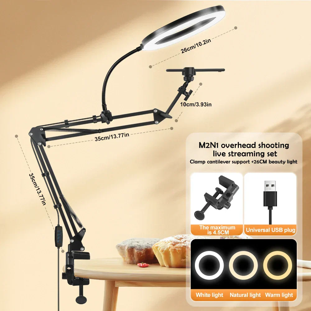 Avelena | LumiFlex LED Ringleuchte mit Flexarm & Handyhalterung | 3 Lichtfarben & USB-Anschluss | Perfekt für Livestream, Video & Selfie - Image 7
