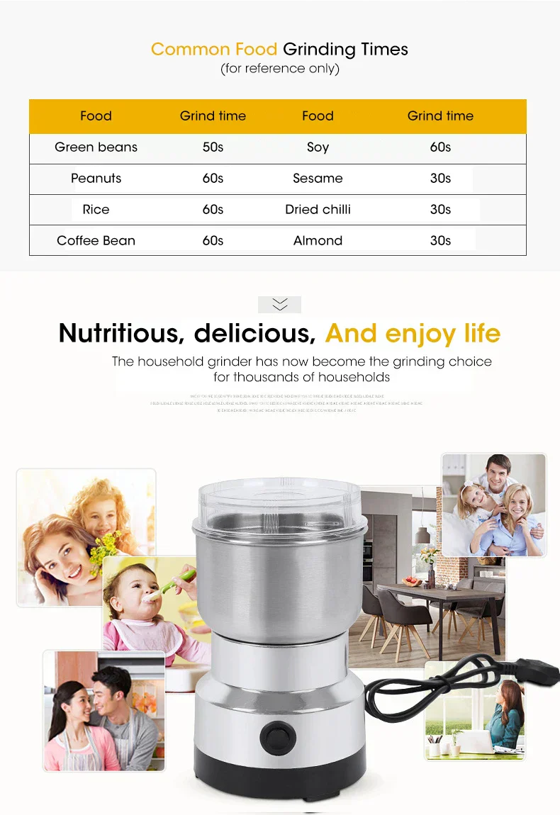 Avelena | Mini-Elektromühle – 300 ml Ultrafeine Mühle für Babynahrung, Kaffee, Gewürze, Pfeffer und Körner – 2/4 Klingenoptionen - Image 6