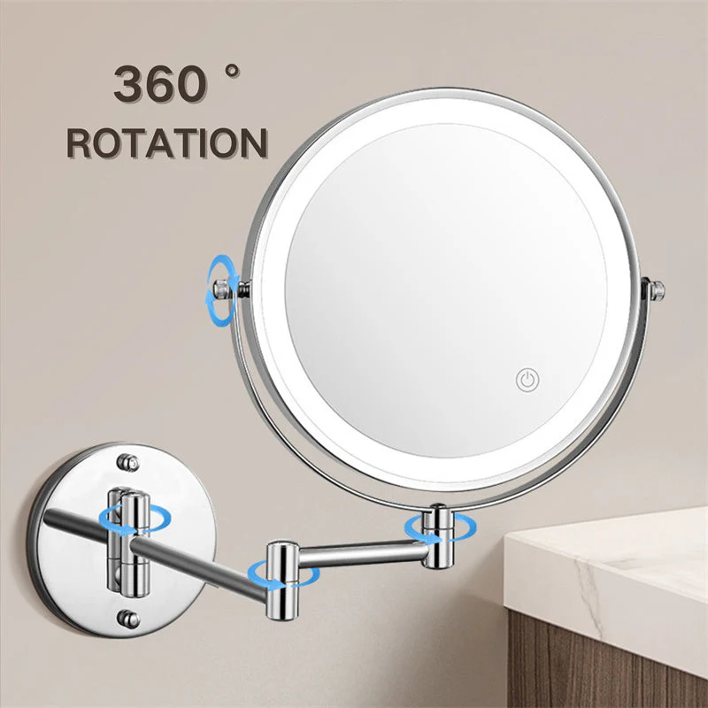 Avelena | Wiederaufladbarer wandmontierter Rasier Spiegel | 360° Drehung. 1X/10X Vergrößerung und verstellbare LED-Beleuchtung zur Nutzung im Badezimmer - Image 4