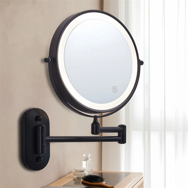 Avelena | Wiederaufladbarer wandmontierter Rasier Spiegel | 360° Drehung. 1X/10X Vergrößerung und verstellbare LED-Beleuchtung zur Nutzung im Badezimmer - Image 5