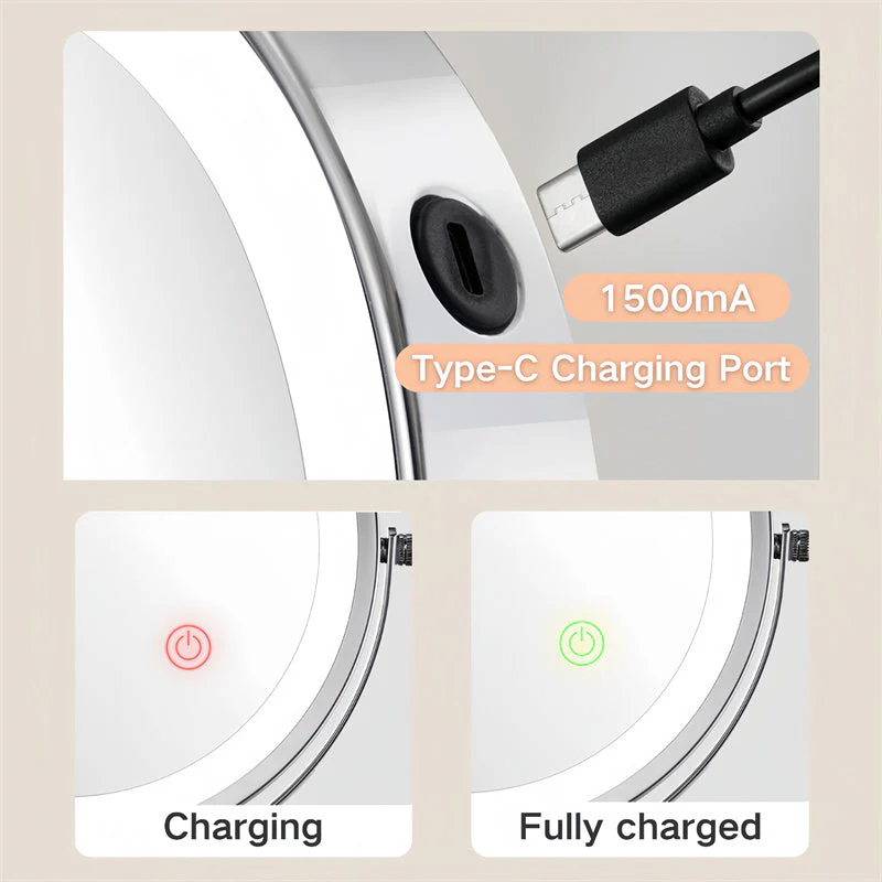 Avelena | Wiederaufladbarer wandmontierter Rasier Spiegel | 360° Drehung. 1X/10X Vergrößerung und verstellbare LED-Beleuchtung zur Nutzung im Badezimmer - Image 6