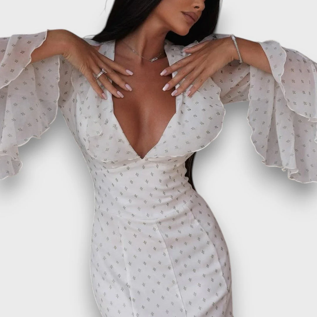 Avenea – Elegantes Maxikleid mit Volants und V-Ausschnitt - Image 4