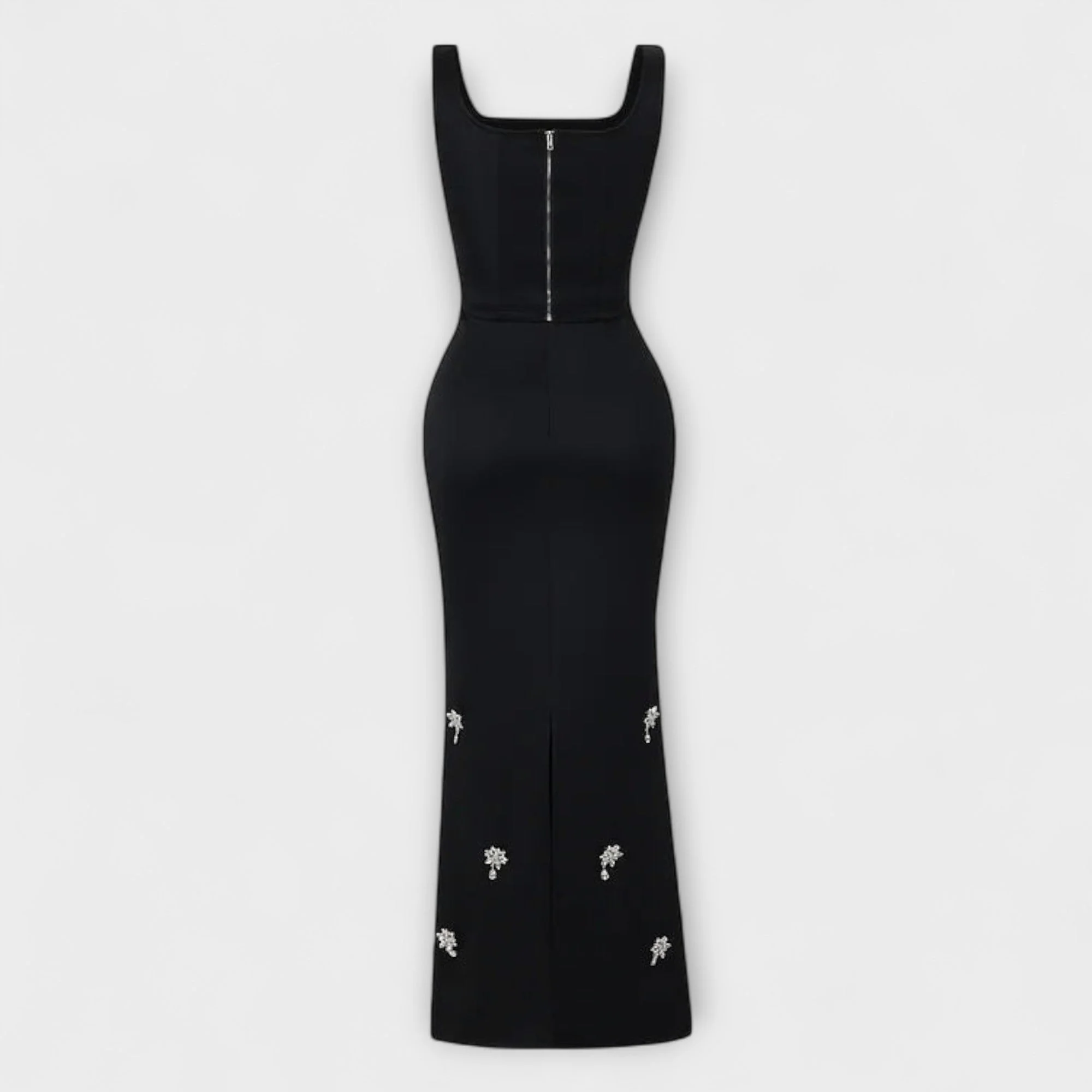 Aviane – Schwarzes Ensemble mit Perlen-Zipper-Top und Rock - Image 2