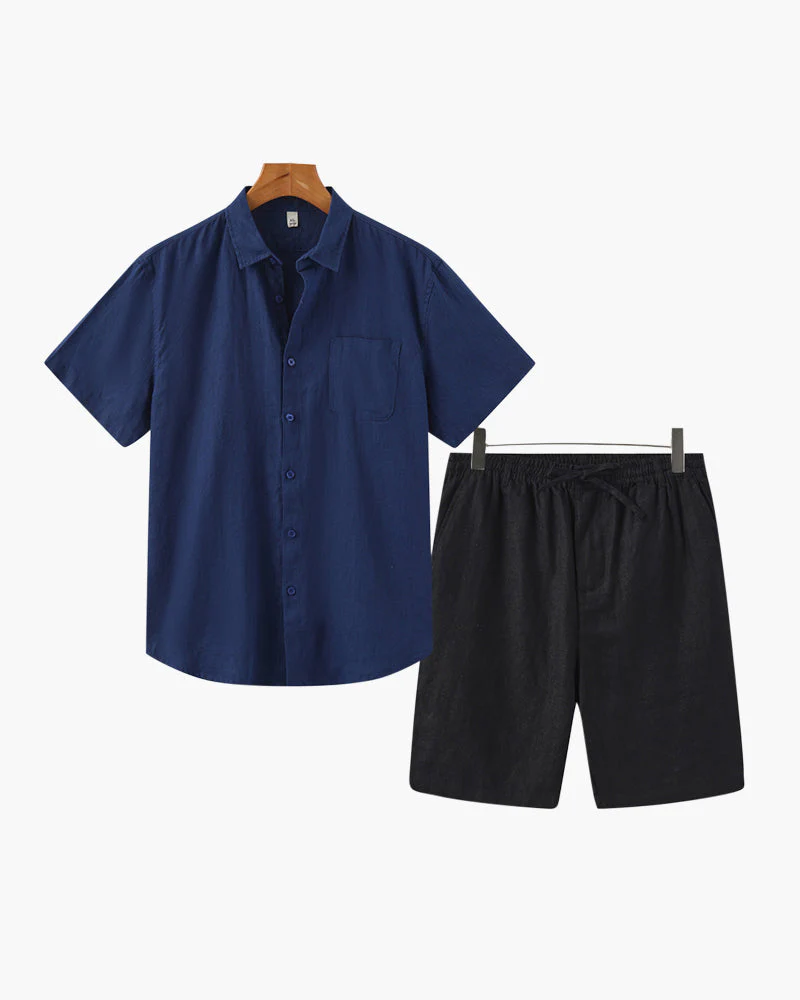 Axel | 2-teiliges Herren Sommer Leinen-Set mit Kurzarmhemd & Shorts - Image 6