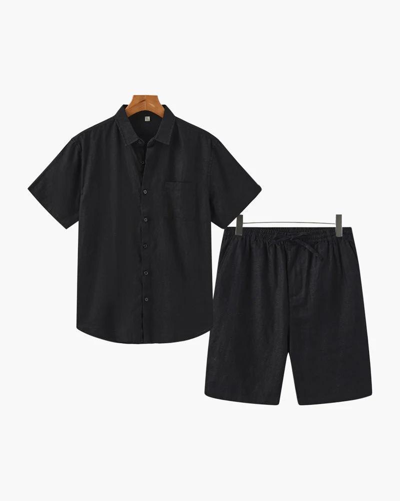 Axel | 2-teiliges Herren Sommer Leinen-Set mit Kurzarmhemd & Shorts - Image 8