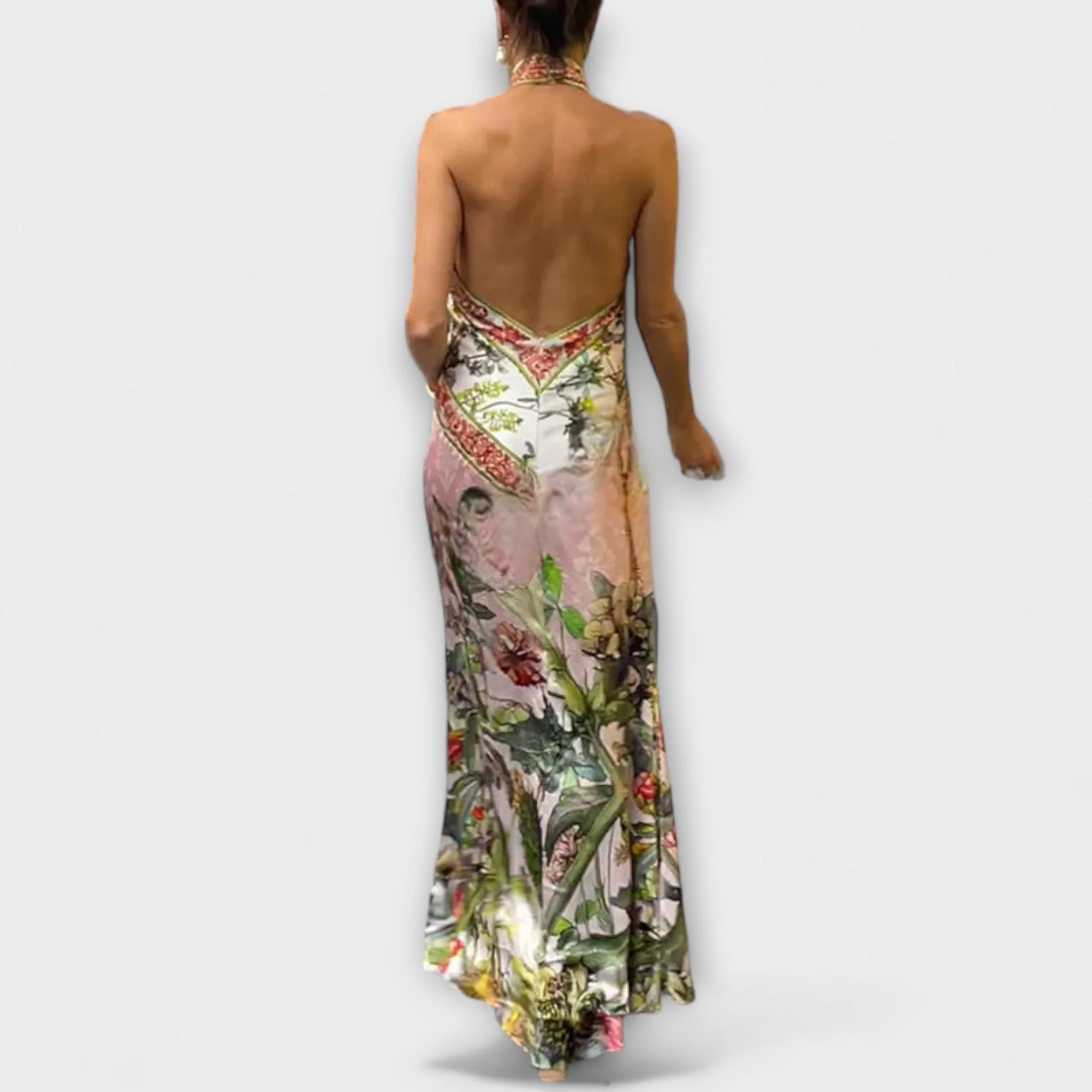 Ayla - Floral Bedrucktes Ärmelloses Maxikleid mit Offenem Rücken - Image 3