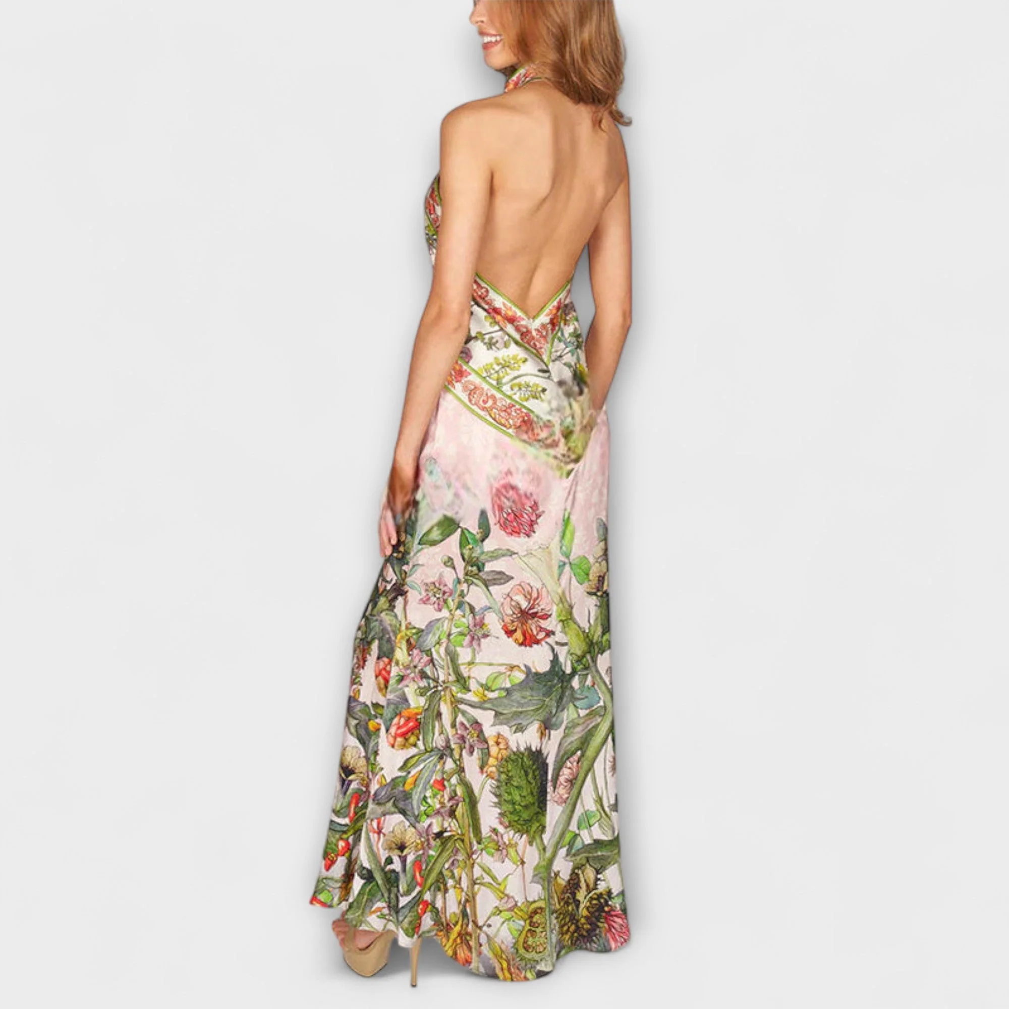 Ayla - Floral Bedrucktes Ärmelloses Maxikleid mit Offenem Rücken - Image 4