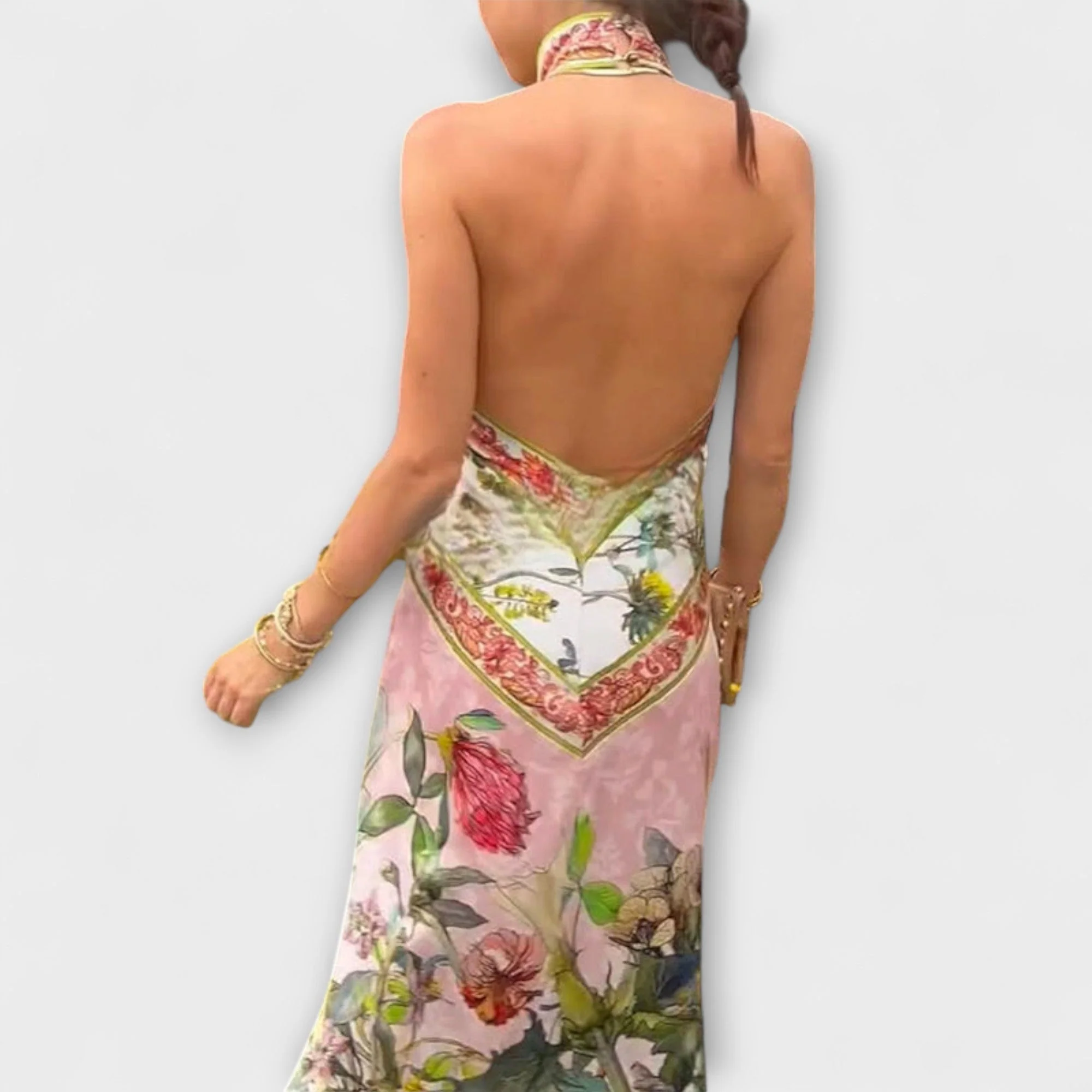 Ayla - Floral Bedrucktes Ärmelloses Maxikleid mit Offenem Rücken - Image 5