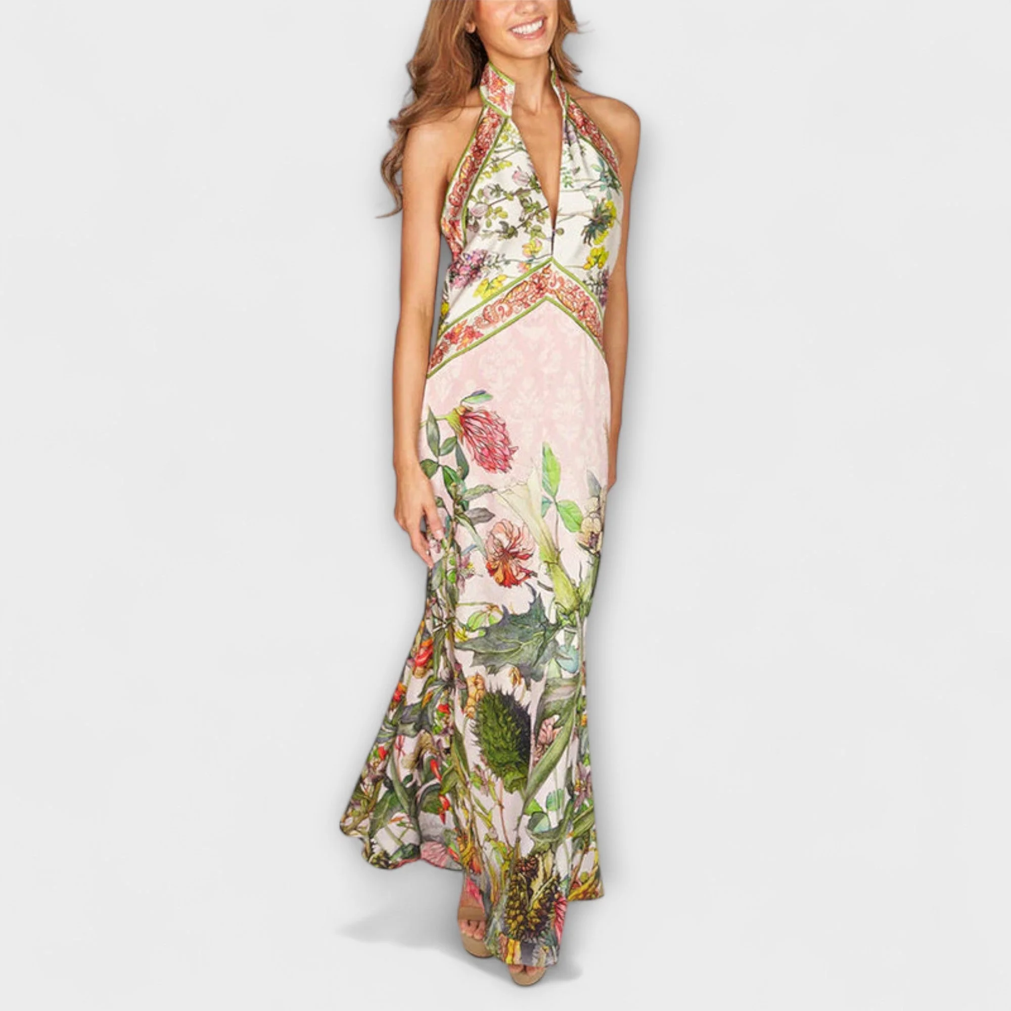 Ayla - Floral Bedrucktes Ärmelloses Maxikleid mit Offenem Rücken - Image 6