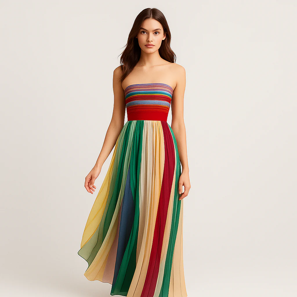 Ayni – Bunte trägerlose, flatternde Abendkleid - Image 2