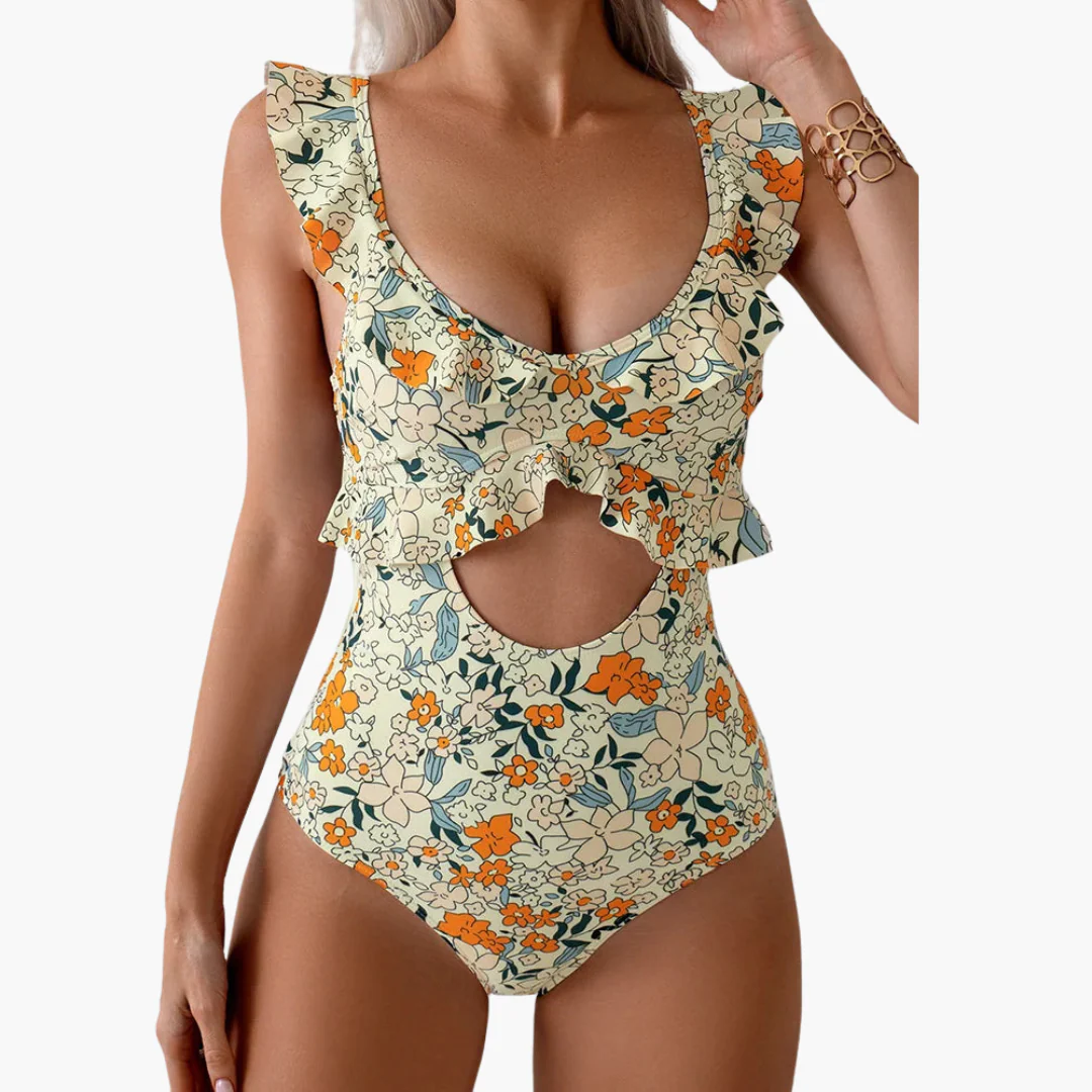 Badeanzug Damen - Floraler Einteiler mit Rüschen & Cut-Out - Image 5