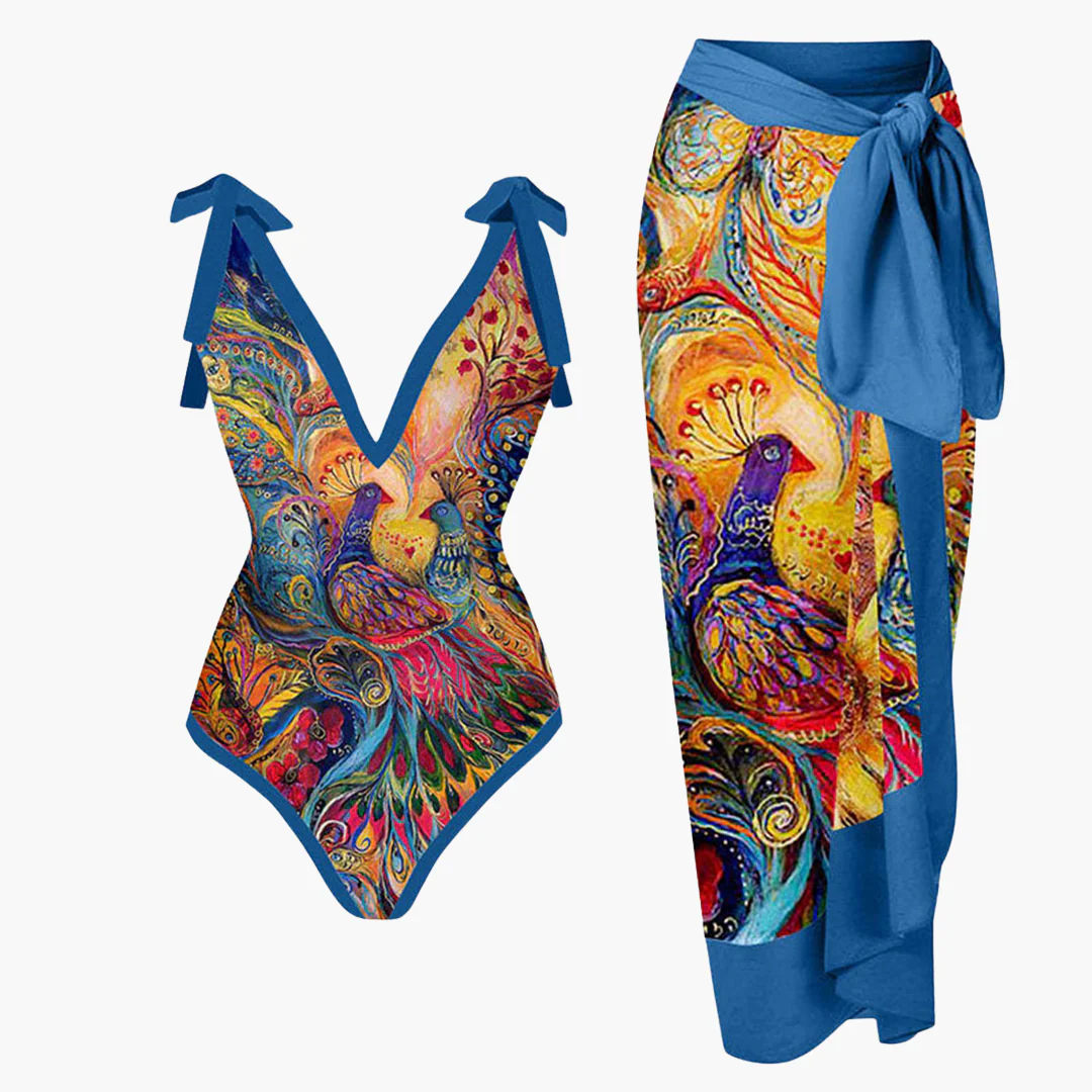 Badeanzug-Set für Damen - mit Blumenmuster und Pareo-Überwurf - Image 5