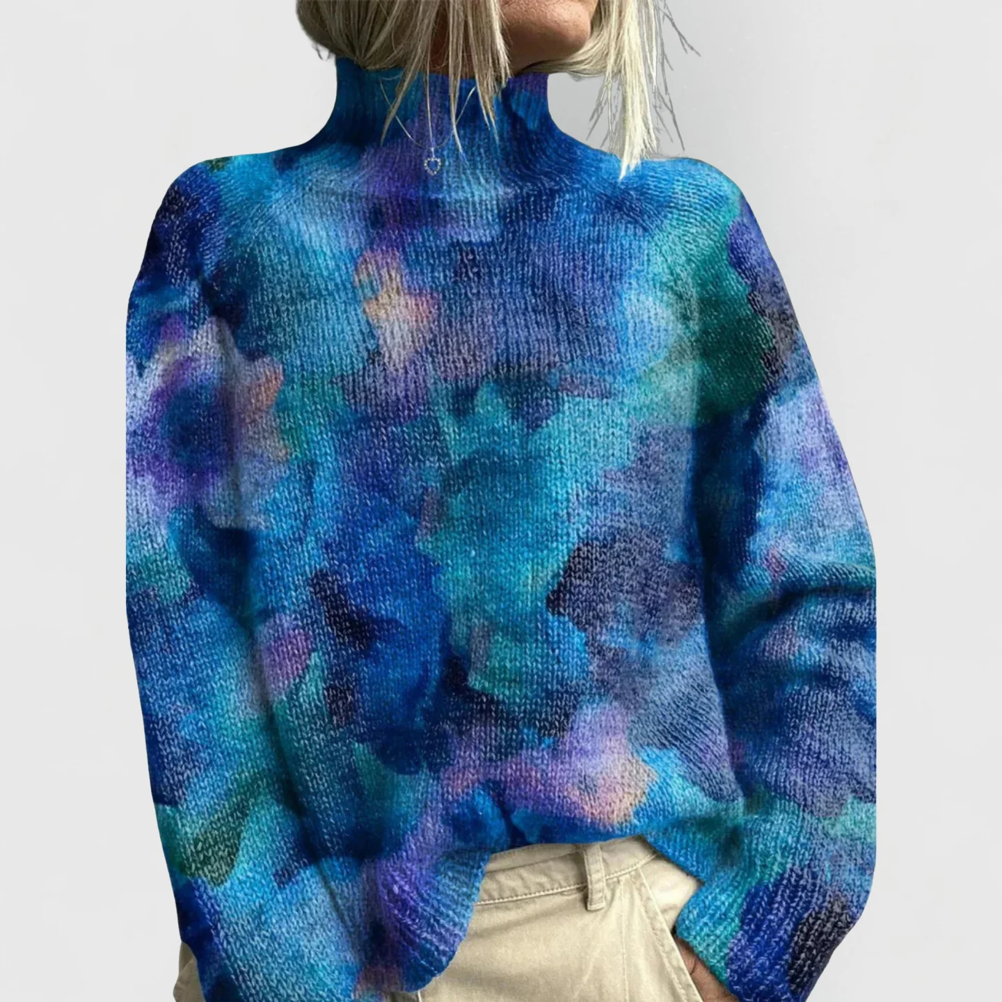 Barbara | Damen Natur Druck Gemütlich Strick Pullover - Image 2