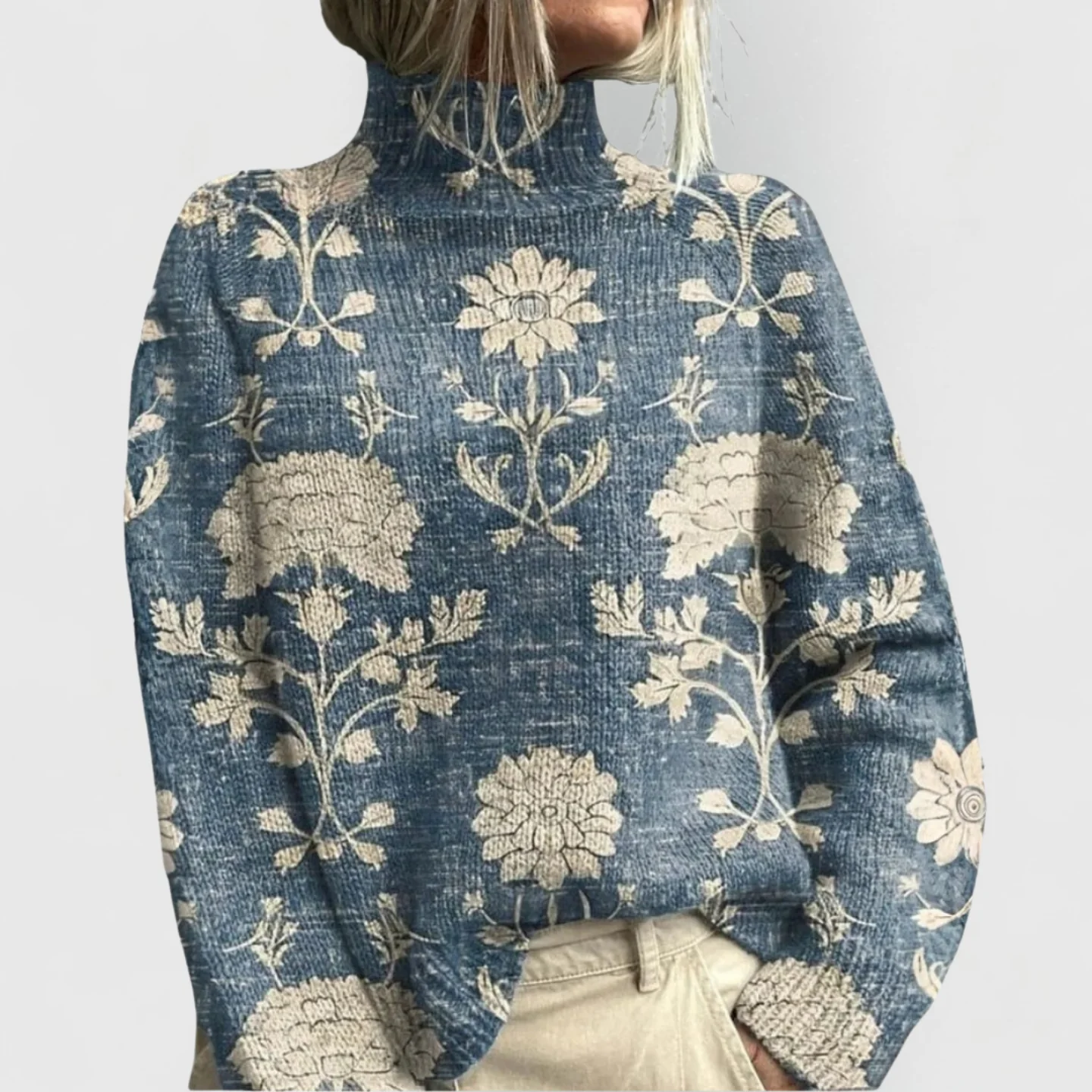 Barbara | Damen Natur Druck Gemütlich Strick Pullover - Image 3