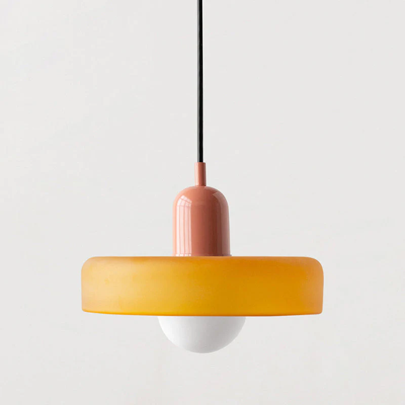 Bauhaus Pendelleuchte aus farbigem Glas für Esstisch – Moderne Hängeleuchte mit G9 Fassung, verstellbare Aufhängung, Ø25-35 cm - Image 15