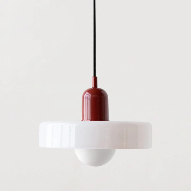 Bauhaus Pendelleuchte aus farbigem Glas für Esstisch – Moderne Hängeleuchte mit G9 Fassung, verstellbare Aufhängung, Ø25-35 cm - Image 2