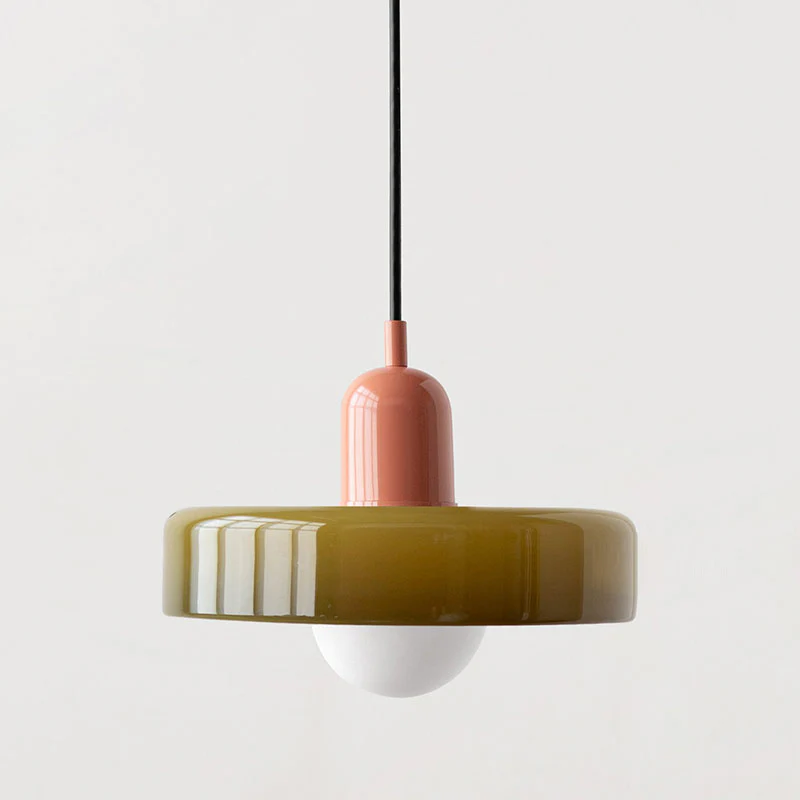 Bauhaus Pendelleuchte aus farbigem Glas für Esstisch – Moderne Hängeleuchte mit G9 Fassung, verstellbare Aufhängung, Ø25-35 cm - Image 21