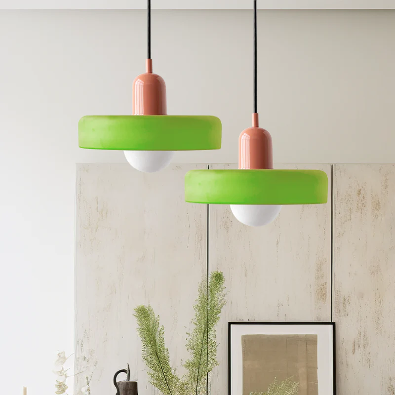 Bauhaus Pendelleuchte aus farbigem Glas für Esstisch – Moderne Hängeleuchte mit G9 Fassung, verstellbare Aufhängung, Ø25-35 cm - Image 9