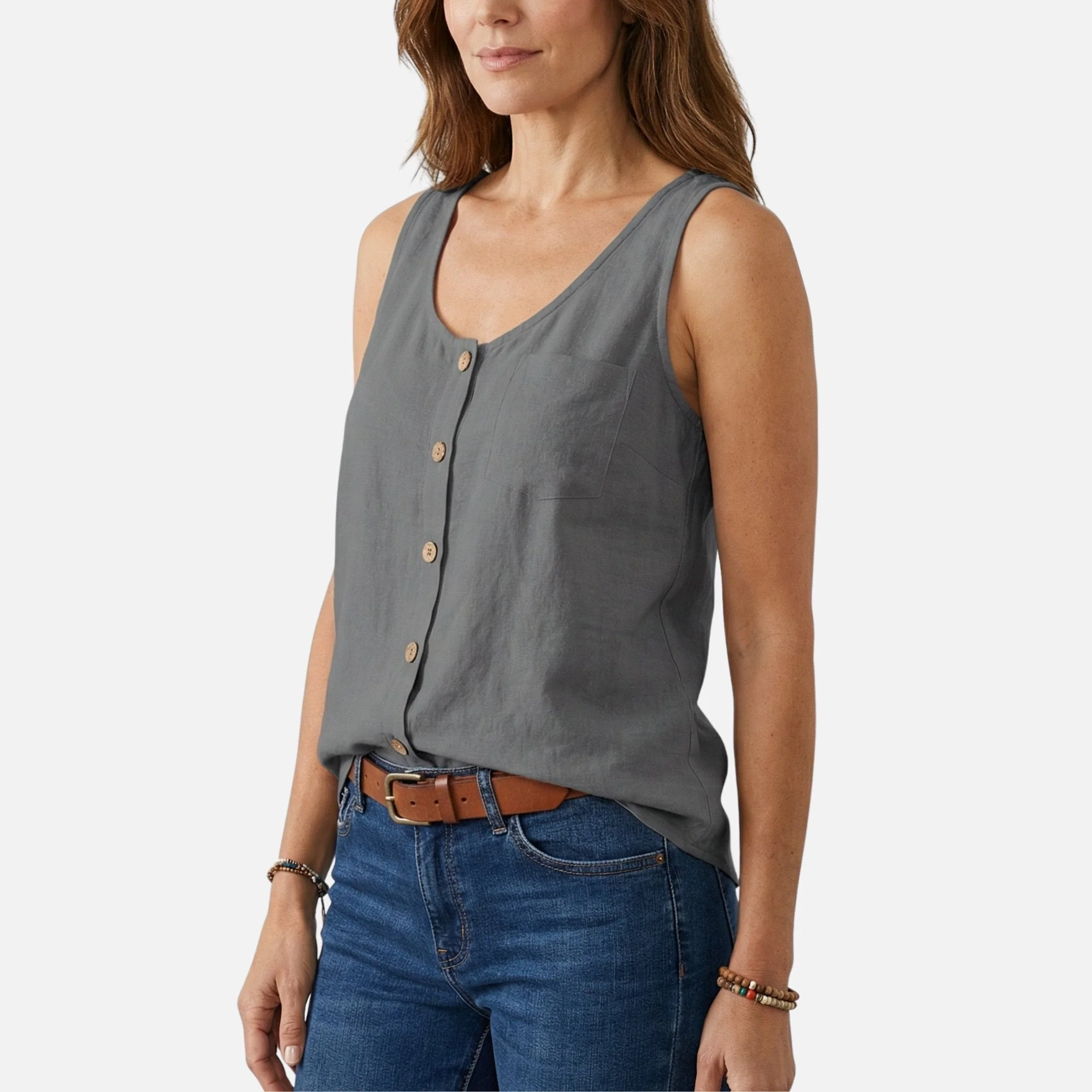 Ortrud | Damen Baumwoll-Tanktop Lockerer Schnitt – Locker Tank Top Sommer - Image 2