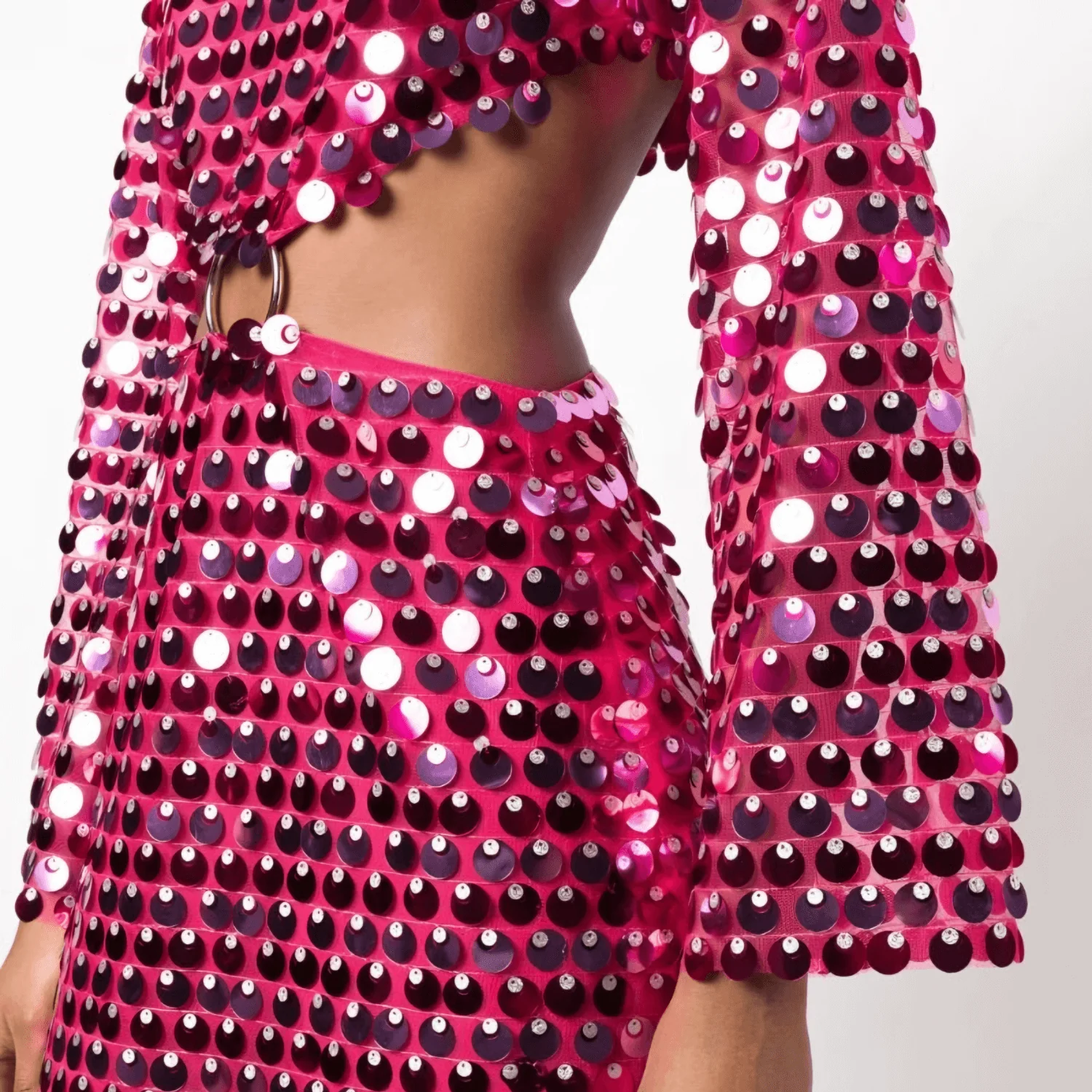 Beatrice | Ausgestellter Ärmel Glitzerndes Pailletten-Minikleid mit Cut-Out-Detail - Image 7