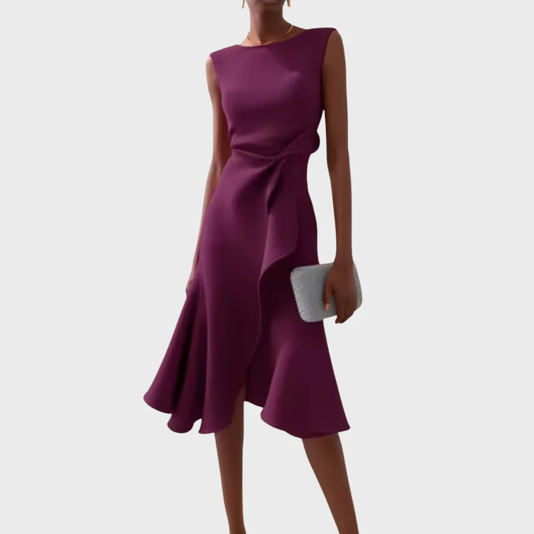 Beatrice Damen Drapiertes Asymmetrisches Midikleid - Image 11