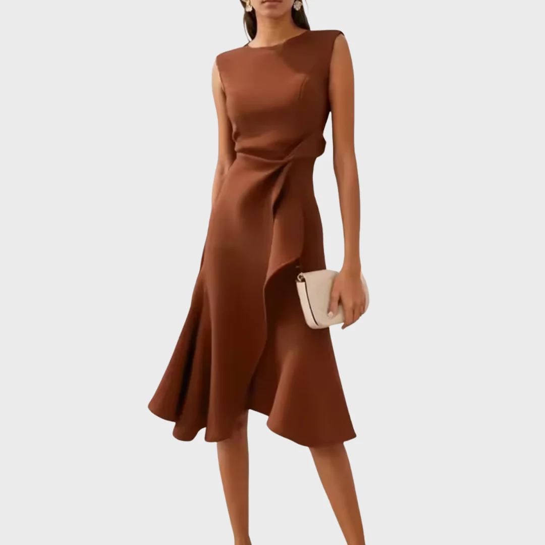 Beatrice Damen Drapiertes Asymmetrisches Midikleid - Image 13