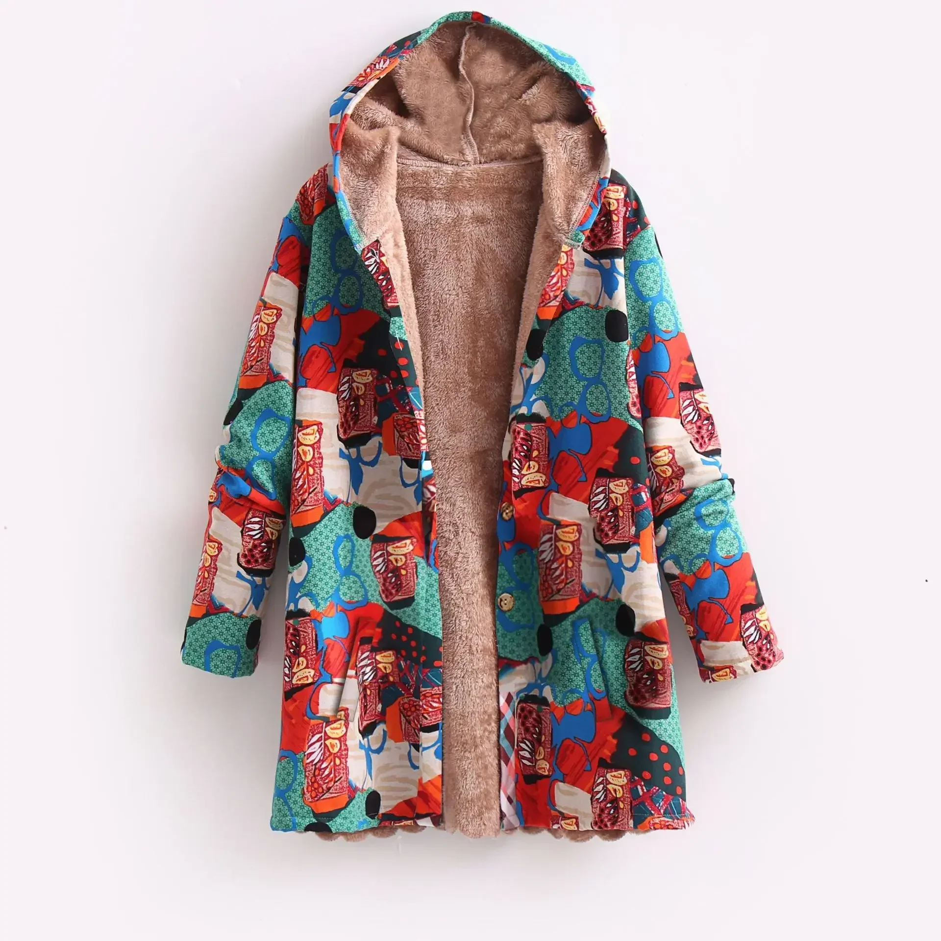 Bedruckte Fleece Jacke für Damen | Mit Kapuze - Image 3