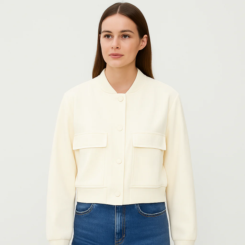 Beige weicher Fliegerjacke für Damen – Lässiger und bequemer Look - Image 10