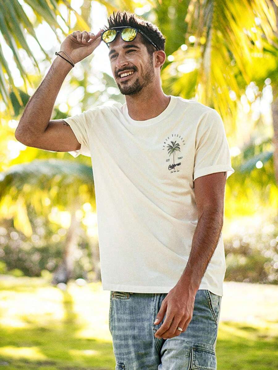 Ben – Herren T-Shirt Kokospalmen Sommer Rundhals Lässig - Image 2