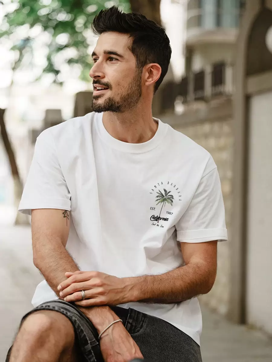 Ben – Herren T-Shirt Kokospalmen Sommer Rundhals Lässig - Image 3