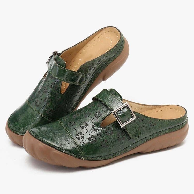 Bequeme Damen Leder Clogs Komfortweite - Image 2