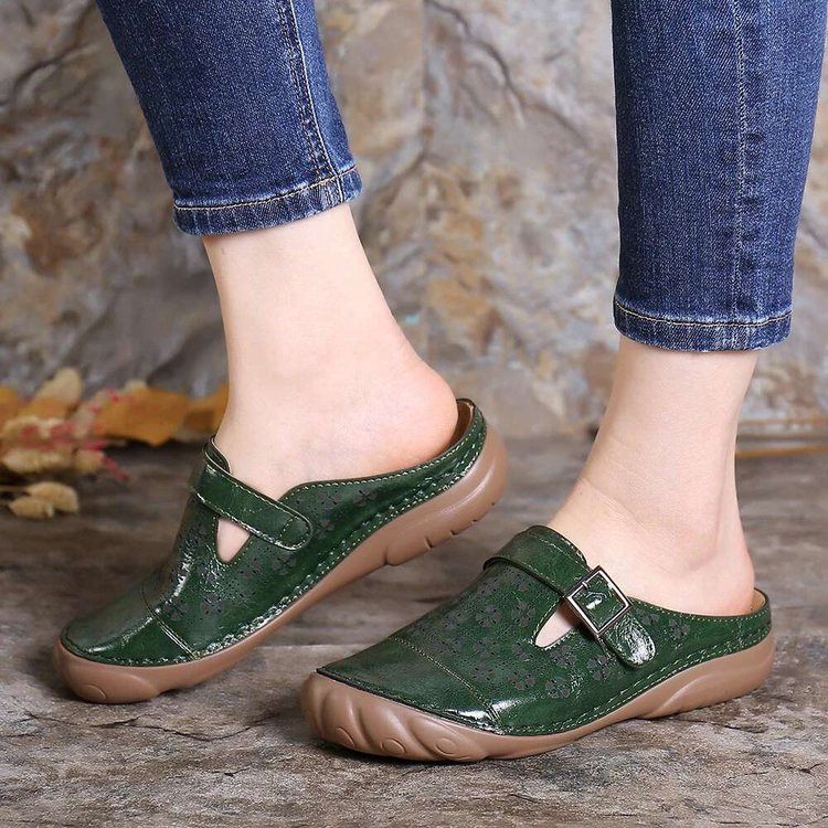 Bequeme Damen Leder Clogs Komfortweite - Image 3