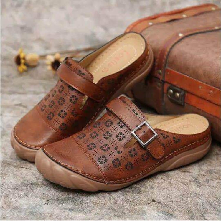 Bequeme Damen Leder Clogs Komfortweite - Image 4