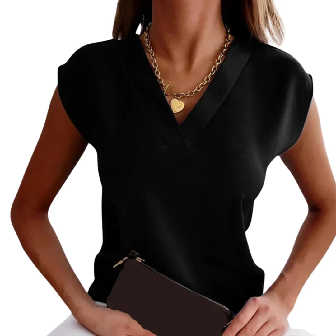 Bequeme Sommerbluse für Frauen - Leichte V-Ausschnitt Bluse - Image 2