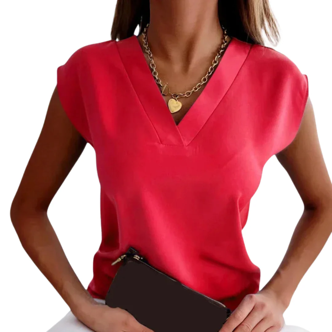 Bequeme Sommerbluse für Frauen - Leichte V-Ausschnitt Bluse - Image 4