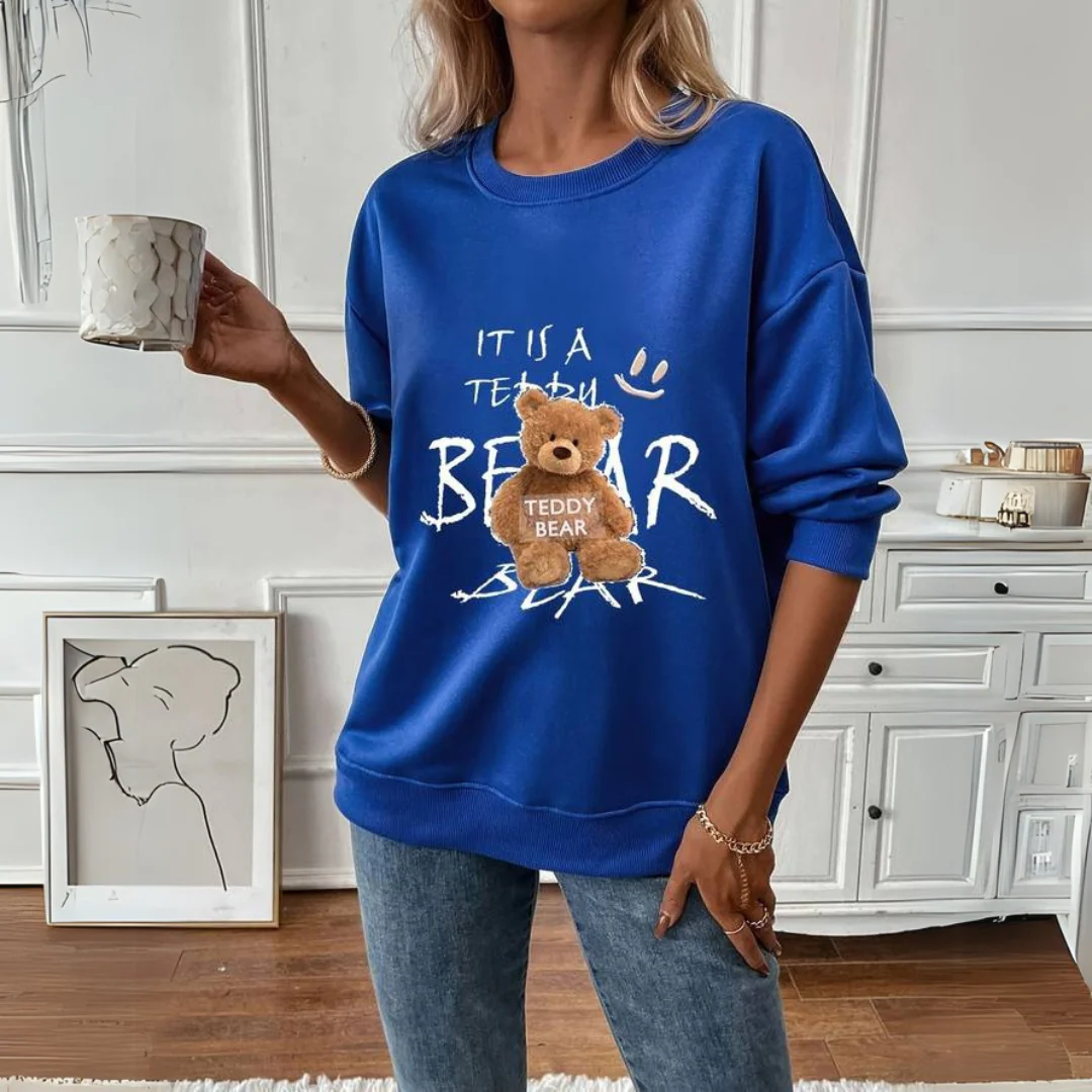 Bequemer Teddybär Druck Pullover - Image 2