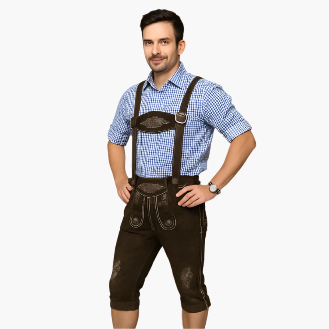 Bestickte Kniebund-Lederhose für Herren - Oktoberfest 2025 - Image 2