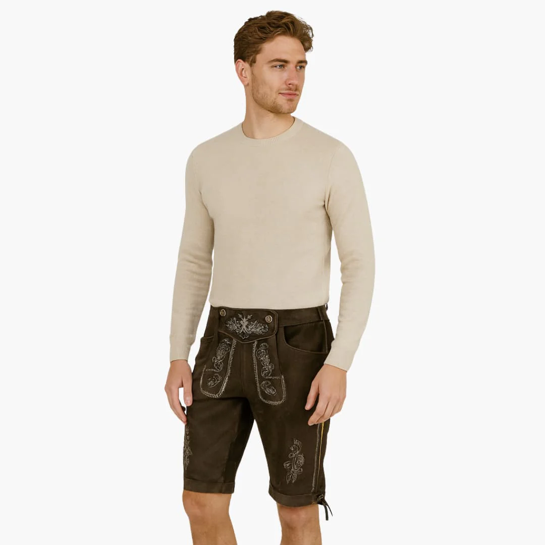 Bestickte Lederhose Kniebund für Herren - Oktoberfest 2025 - Image 3
