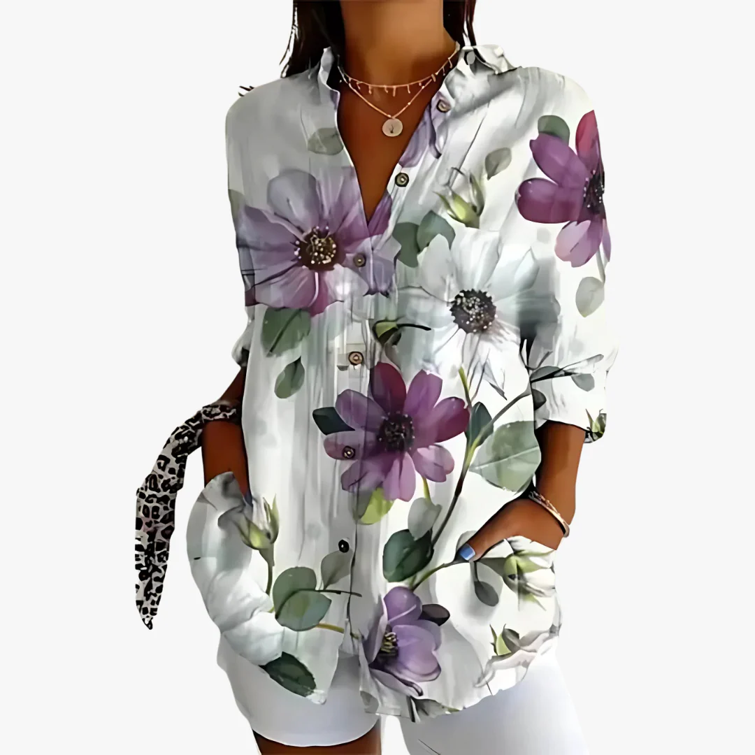Bestickte Leinen Damen Bluse - Image 2